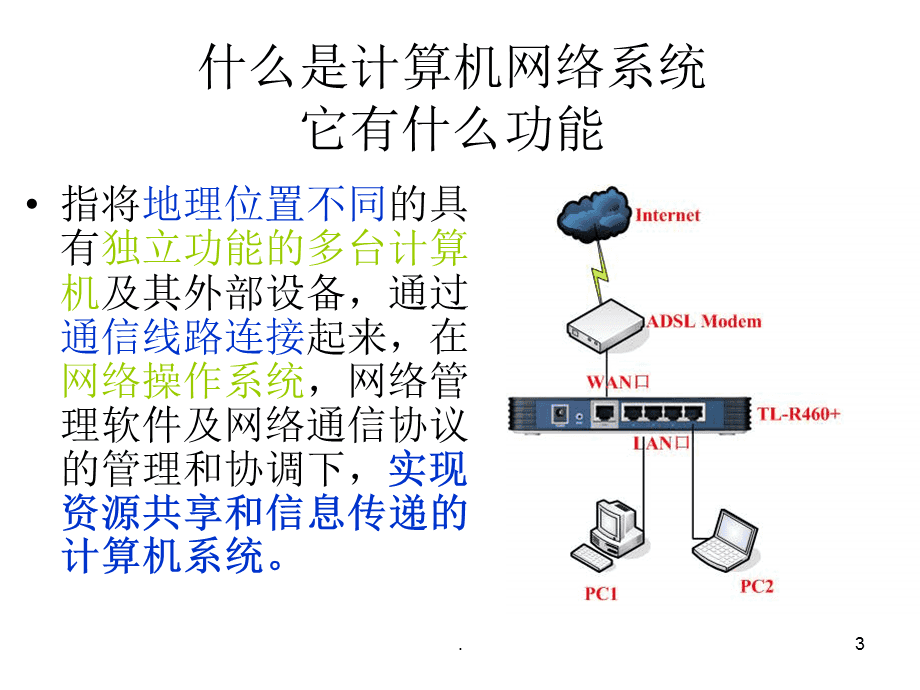 計算機網絡系統的組成、功能、分類及常見網絡設備認識PPT精選文檔